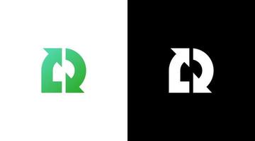 brief r logo recycle milieu vector monogram icoon ontwerp sjabloon