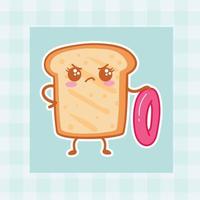 schattig tekenfilm brood hand- getrokken kawaii tekening illustratie ontwerpen vector