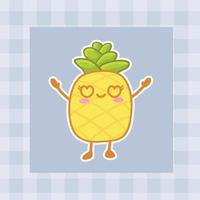 schattig tekenfilm ananas hand- getrokken kawaii tekening illustratie ontwerpen vector