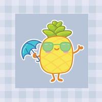 schattig tekenfilm ananas hand- getrokken kawaii tekening illustratie ontwerpen vector