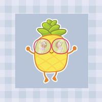 schattig tekenfilm ananas hand- getrokken kawaii tekening illustratie ontwerpen vector