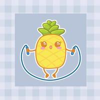 schattig tekenfilm ananas hand- getrokken kawaii tekening illustratie ontwerpen vector