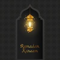 Ramadan kareem zwart en goud groet kaarten sociaal media post vector ontwerp