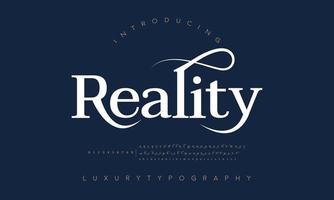 realiteit mode doopvont alfabet. minimaal modern stedelijk fonts voor logo, merk enz. typografie lettertype hoofdletters kleine letters en nummer. vector illustratie