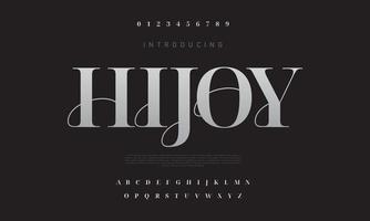 hijoy mode doopvont alfabet. minimaal modern stedelijk fonts voor logo, merk enz. typografie lettertype hoofdletters kleine letters en nummer. vector illustratie