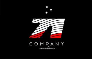 71 aantal logo met rood wit lijnen en stippen. zakelijke creatief sjabloon ontwerp voor bedrijf en bedrijf vector