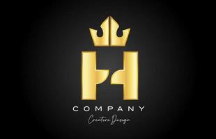 goud gouden h alfabet brief logo icoon ontwerp. creatief kroon koning sjabloon voor bedrijf en bedrijf vector
