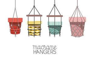 set macrame potten hangers vector