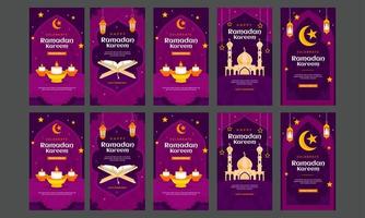 gelukkig vieren Ramadan kareem sociaal media verhalen vector vlak ontwerp