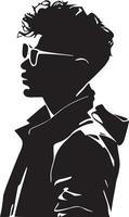 jong Mens met zonnebril silhouet vector