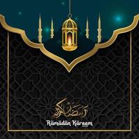 Islamitisch patroon achtergrond groet Ramadan schoonschrift gouden lantaarn decoratie ontwerp vector