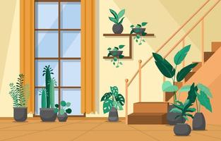 tropische kamerplant groene decoratieve plant interieur huis illustratie