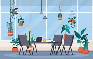 tropische kamerplant groene decoratieve plant in kantoor werkruimte illustratie vector
