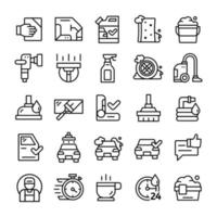 set van carwash iconen met lijn kunststijl. vector