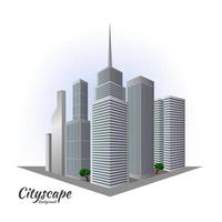 stadsgezicht wolkenkrabber gebouw in perspectief visie vector