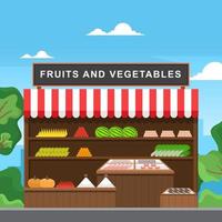 vers fruit groente winkel kraam staan kruidenier in markt illustratie vector