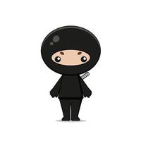 schattige ninja mascotte karakter illustratie vector