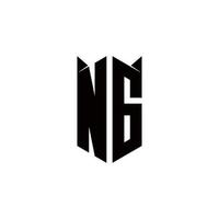 ng logo monogram met schild vorm ontwerpen sjabloon vector