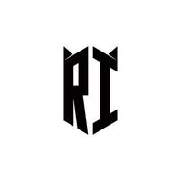 ri logo monogram met schild vorm ontwerpen sjabloon vector