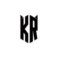 kr logo monogram met schild vorm ontwerpen sjabloon vector