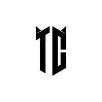 tc logo monogram met schild vorm ontwerpen sjabloon vector