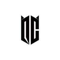 qc logo monogram met schild vorm ontwerpen sjabloon vector