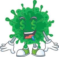 een tekenfilm karakter van coronavirus longontsteking vector