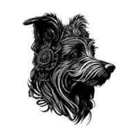 lang haar- hond logo is een charmant beeld dat overbrengt elegantie en elegantie. het suggereert een zin van schoonheid, verfijning, en luxe vector
