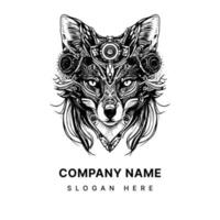 strak en sluw vos logo ontworpen in een steampunk stijlvol, met versnellingen en metalen accenten dat overbrengen een zin van innovatie en verfijning vector