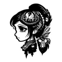 kawaii schattig meisje logo is een charmant verrukkelijk ontwerp, met een schattig anime-stijl meisje vector