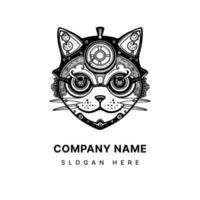 kawaii kat logo is een charmant schattig ontwerp illustratie vector