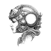 astronaut meisje logo beeldt af een jong vrouw astronaut met een paardenstaart en een helm, symboliseert vrouwen empowerment en hun aspiraties in ruimte vector