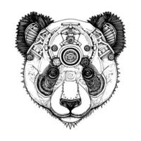 steampunk panda tekening mechanisch versnellingen sieren deze goed verzorgd panda's kleding, een top hoed en monocle compleet de steampunk esthetisch vector