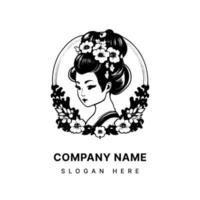 geisha logo brengt een schattig en speels twist naar traditioneel Japans schoonheid vector