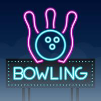 bowlingbaan zingt stadsteken neon vector