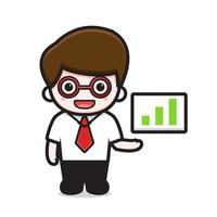 schattige zakenman karakter presentatie cartoon vector pictogram illustratie