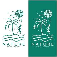 natuur vector logo. met bomen, rivieren, zeeën, bergen, bedrijf emblemen, reizen insignes, , ecologisch Gezondheid