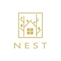 vogel nest logo icoon illustratie ontwerp sjabloon, voor vogel boerderij, vogel bedrijf, vogel huis, vogel behoud met modern minimalistische vector concept