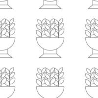 patroon Aan de thema van planten. plein patroon met planten in een bloempot, een bloemenbed. vector lineair illustratie.
