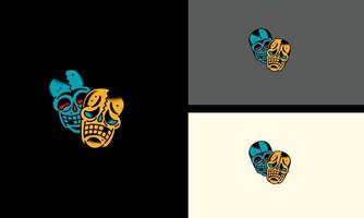 twee hoofd schedel vector illustratie tatoeëren ontwerp