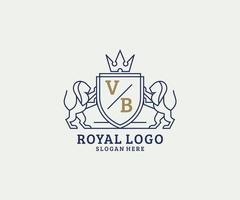 eerste vb brief leeuw Koninklijk luxe logo sjabloon in vector kunst voor restaurant, royalty, boetiek, cafe, hotel, heraldisch, sieraden, mode en andere vector illustratie.