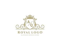 eerste aq brief luxueus merk logo sjabloon, voor restaurant, royalty, boetiek, cafe, hotel, heraldisch, sieraden, mode en andere vector illustratie.