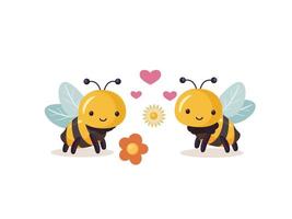verliefd bijen in de weide. tekenfilm bij schattig tekens in vlak stijl. vector
