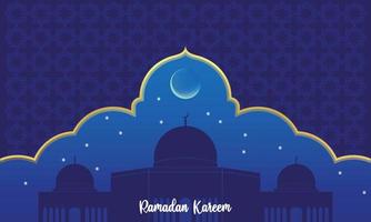 Ramadan kareem, moskee, maan en sterren beweging grafisch. gemakkelijk moslim achtergrond vector