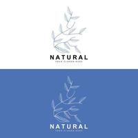 gemakkelijk botanisch blad en bloem logo, vector natuurlijk lijn stijl, decoratie ontwerp, banier, folder, bruiloft uitnodiging, en Product branding