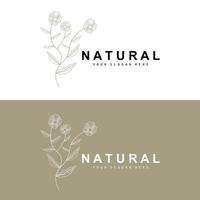 gemakkelijk botanisch blad en bloem logo, vector natuurlijk lijn stijl, decoratie ontwerp, banier, folder, bruiloft uitnodiging, en Product branding