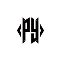 py logo monogram met schild vorm ontwerpen sjabloon vector