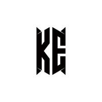 ke logo monogram met schild vorm ontwerpen sjabloon vector