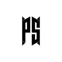 ps logo monogram met schild vorm ontwerpen sjabloon vector
