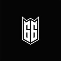 gg logo monogram met schild vorm ontwerpen sjabloon vector